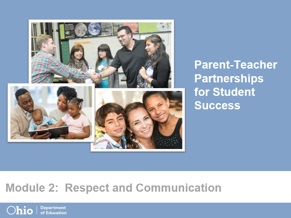 First screen of Parent-Teacher Partnerships for Student Success Module 2: Respect and Communication