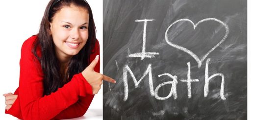 young girl with sign that says i love math