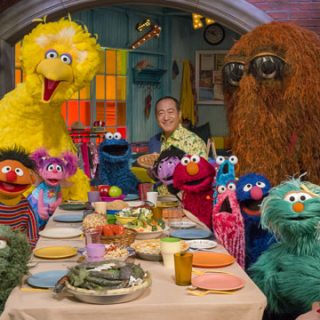 Sesame Street Characters at a Dinner Table
