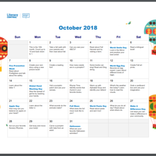 Literacy Central October 2018 Calendar