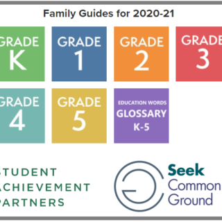 Cover of Family Guides for 2020-21 Student Achievement Partners Seek Common Ground