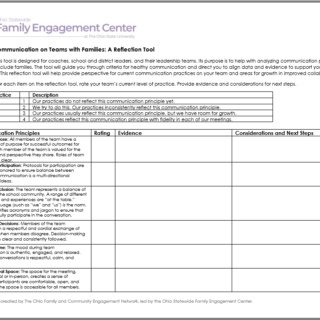 Healthy Communication Reflection Tool worksheet