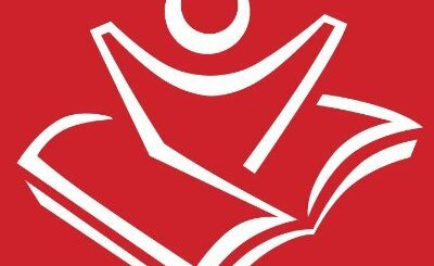 Raising a Reader logo which is a book with an outline of a person raising up out of it