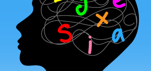 clipart person's head with letters spelling out dyslexia inside the brain